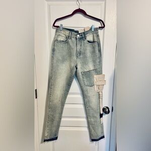 MNML Blue Denim Jeans with Canvas Cargo Detail